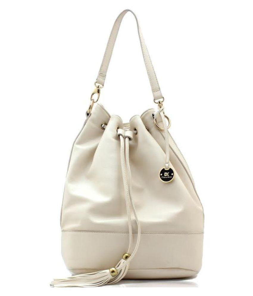 Diana Korr White Faux Leather Shoulder Bag