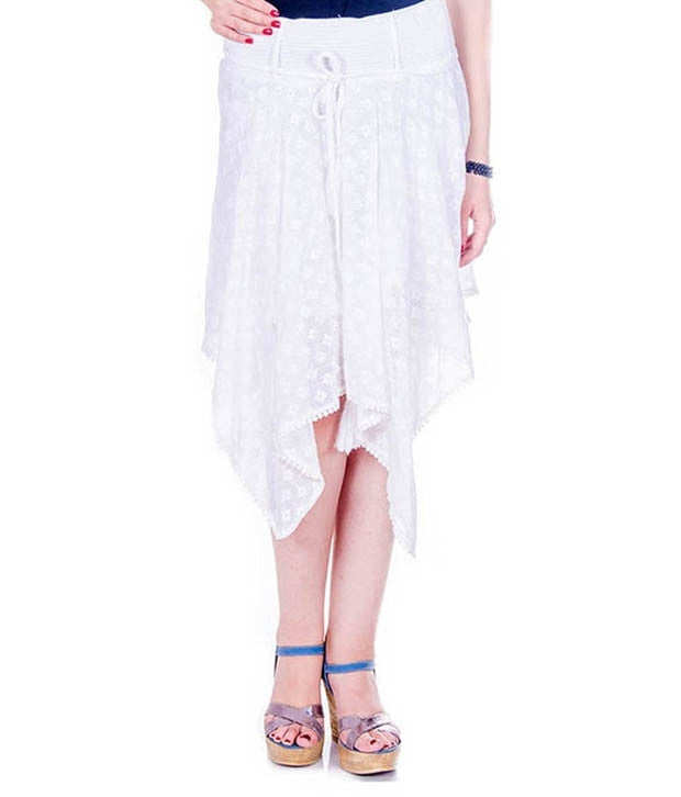 GoodWill White Cotton Midi Skirt